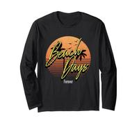 Island Beach Days Saying, Tropical Sunset Casual Graphic Long Sleeve T-Shirt