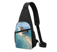Island Beach Print Chest Pack Waterproof Lightweight One Strap Shoulder Chest Bag for Outdoor Hiking Sports