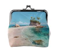 Island Beach Printed Kiss Lock Coin Purse, Compact and Durable, Easy to Carry