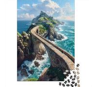 Island Bridge Ocean View Jigsaw Puzzle for Adults, 1000 Pieces, 52x38cm/1000pcs; A Calm After-work Activity; White Card Pieces with Reduced Dust