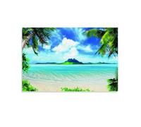 Island Coast Palm Trees Beach, White Sand, Blue Sky Decorative Painting Canvas Wall Art Living Room Poster Bedroom Painting, Wall Art Picture Print Modern Family Room Decor 08 x 12 Inch (20 x 30 cm)
