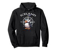 Island Compass Puffin Cartoon Iceland Travel Souvenir Pullover Hoodie