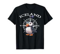 Island Compass Puffin Cartoon Iceland Travel Souvenir T-Shirt