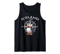 Island Compass Puffin Cartoon Iceland Travel Souvenir Tank Top