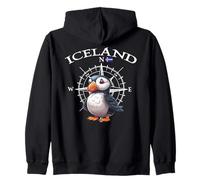 Island Compass Puffin Cartoon Iceland Travel Souvenir Zip Hoodie