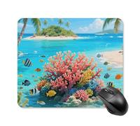 Island Corals Mouse Pad Square Laptop Mouse Mat Cute Computer Mousepad Keyboard Pad Non-Slip Desk Pads for Gaming Office Work Home 25 * 30cm