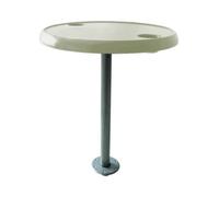 Island Deck Table With Leg, Round Ivory, Motorhome Boat Yacht, For Boat, Yacht, Marine Applications