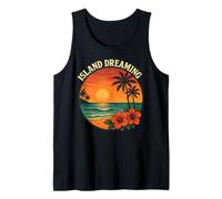 Island Dreaming Sunset Hibiscus Flower Retro Tropical Beach Tank Top