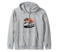 Island Dreams Exotic Car Sunset Supercar Art Zip Hoodie
