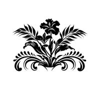 Island Flora Charm icon Tropical Majesty Bloom Design Engraving Decals 36x51.3cm Store Decoration Black