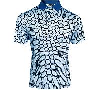 ISLAND GREEN 2026 ALL OVER CHAIN PRINT GOLF POLO SHIRT - BLUE