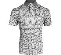 ISLAND GREEN 2026 ALL OVER CHAIN PRINT GOLF POLO SHIRT - GREY