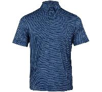 ISLAND GREEN 2026 ALL OVER GEO PRINT GOLF POLO SHIRT - NAVY