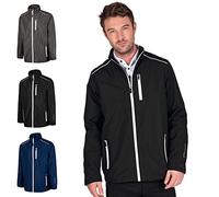 Island GREEN Essentials Mens Golf Full Zip Waterproof Jacket, Black/White, Medium