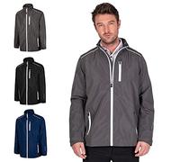 Island GREEN Essentials Mens Golf Full Zip Waterproof Jacket, Charcoal/White, Medium