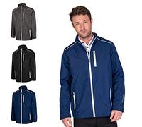 Island GREEN Essentials Mens Golf Full Zip Waterproof Jacket, Navy/White, X-Large
