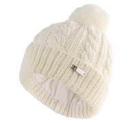 Island Green Golf IGHAT2134 Ladies Knitted Bobble Hat with Fleece Lining, Cream, One Size