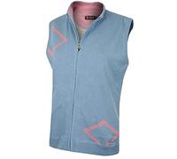 Island Green Golf IGLKNT1754 Womens Mid Layer Zip Up Jacquard Lined Diamond Patterned Full Zip Jumper Sweater Pullover, Duck Egg, Size 14