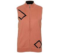 Island Green Golf IGLKNT1754 Womens Mid Layer Zip Up Jacquard Lined Diamond Patterned Full Zip Jumper Sweater Pullover, Salmon, Size 10