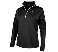 Island Green Golf IGLTOP1686AW Womens Breathable Half Zip Up Thermal 2 Way Stretch Sports Top, Black, Size 14