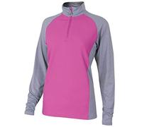 Island Green Golf IGLTOP1889 Ladies MId Layer Half Zip Contrast Design Breathable & Thermal Sports Golf Jumper Sweater Pullover, Pink Jolt, Size 18