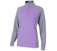 Island Green Golf IGLTOP1889 Ladies MId Layer Half Zip Contrast Design Breathable & Thermal Sports Golf Jumper Sweater Pullover, Frosted Lavender, Size 10