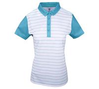 Island Green Golf Ladies Contrast Sleeve Breathable Moisture Wicking Flexible Polo Shirt Polo Shirt - Deep Pool/White, Size 12