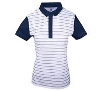 Island Green Golf Ladies Contrast Sleeve Breathable Moisture Wicking Flexible Polo Shirt Polo Shirt - Navy/While, Size 10