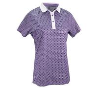 Island Green Golf Ladies Flower Print Breathable Flexible Moisture Wicking Zip Neck Polo Shirt Polo Shirt - Lavender/White, Size 10