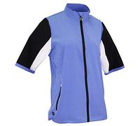 Island Green Golf Ladies Short Sleeved Water Repellent Breathable Ultra Light Windstopper Top, Lavender/Black/White, Size 18