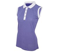 Island Green Golf Ladies Sleeveless Breathable Flexible Moisture Wicking Deep Placket Polo Shirt Polo Shirt - Lavender/White, Size 14
