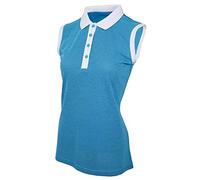 Island Green Golf Ladies Sleeveless Breathable Flexible Moisture Wicking Deep Placket Polo Shirt Polo Shirt - Deep Pool/White, Size 16