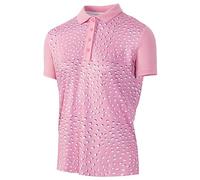 Island GREEN Golf Women's Breathable Quick Dry Moisture Wicking Polo Shirts, Pink/White, M