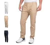 Island Green Men's Stretch Cotton Chino Trousers Golf Pants, Stone, 34W / 29L