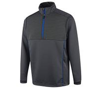 Island Green IGTL2005 Men's Golf Ribbed Yoke Half-Zip Wicking Breathable Soft Top Layer Shirt, Charcoal, Medium