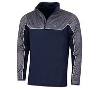 Island Green IGTL2010 Men's Golf Contrast Yoke 1/4-Zip Wicking Breathable Top Layer, Navy/Grey Marl, 2X-Large