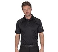 Island Green IGTS1648 Mens Top Stitch Performance CoolPass Golf Polo Shirt, Black, XL