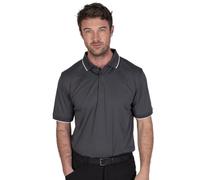 Island Green IGTS1899 Mens Back Yoke Detail Stretch Quick Dry Performance Golf Polo Shirt, Carbon Black, Medium