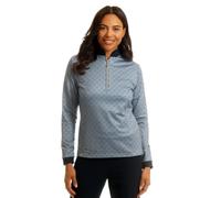 Island Green Ladies Quarter Zip Long Sleeve Hexagon Tile Print Top Layer, Stone, M