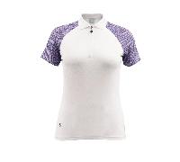 Island Green Ladies Ribbed Collar Polo Geo Print White - Xl Size: XL