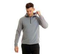 Island GREEN Men’s Zip Neck Technical Hoodie Ribbed Thermal Hoody Pullover, Pale Grey, XL