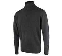 Island Green Men's 1/4 Zip Knit Jumper Sweater, Dark Charcoal Mar, Large