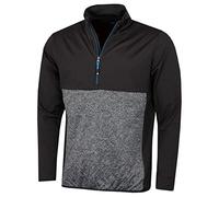 Island Green Men's 1/4 Zip Top Layer with Heat Welded Padded Yoke Sweater, Black/Charocal Marl, Medium