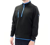 Island Green Men's 1/4 Zip Top Layer with Heat Welded Padded Yoke Sweater, Black/Turquoise, Large