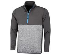 Island Green Men's 1/4 Zip Top Layer with Heat Welded Padded Yoke Sweater, Charcoal/Grey Marl, Medium