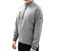 Island Green Men's 1/4 Zip Top Layer with Heat Welded Padded Yoke Sweater, Light Grey Marl/Charcoal, X-Large