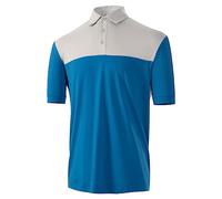 Island GREEN Men's CoolPass Stretch Quick Dry Breathable Polo Shirts, Royal Blue/Silver, L