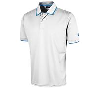 Island GREEN Men's CoolPass Stretch Quick Dry Breathable Polo Shirts, White/Aqua, 3XL