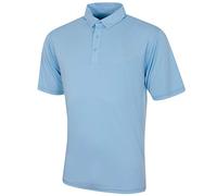 Island Green Men's Golf Contrast Stitch Moisture Wicking Flexible Polo Shirt Top, Chambray Blue, M