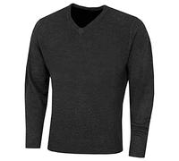 Island Green Men's Golf IGKNT2061 Supersoft Fine Knit V Neck Sweater, Dark Charcoal Marl, Large